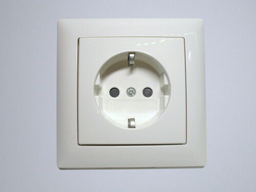 Schuko power socket, without shutters, made by Busch-Jaeger.