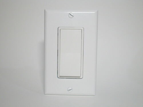 Front view of a modern Decora style light switch.