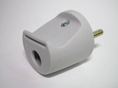 Rear view of the plug. The cord entry is on the back.